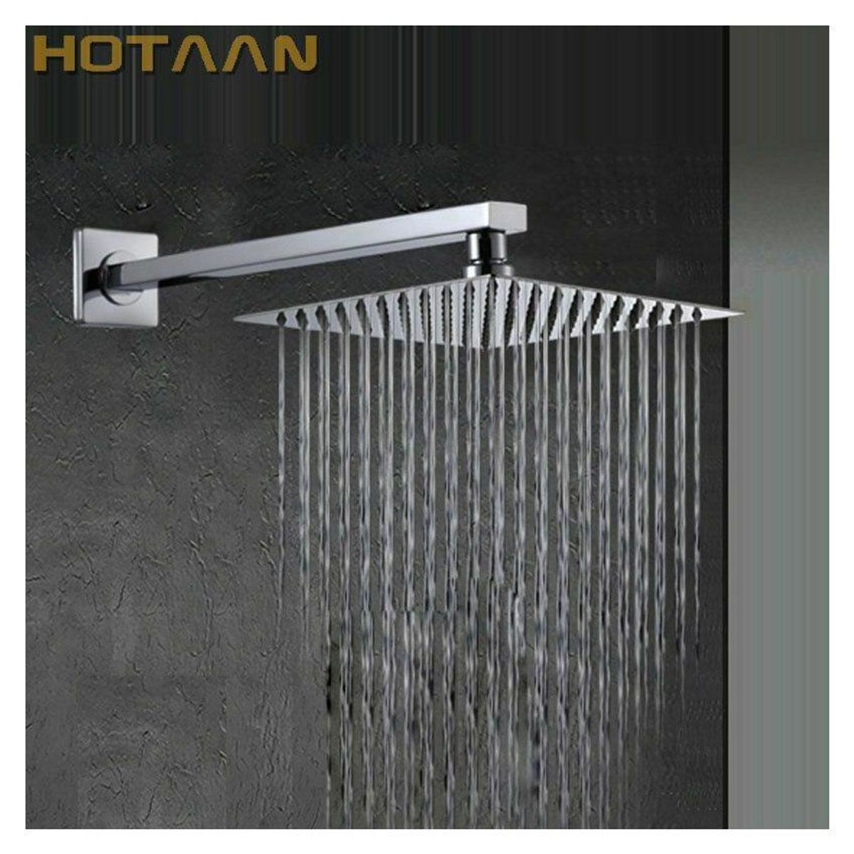 GENERICO - Regadera ducha metálica 20 x 20 cuadrada kit tubo cuadrado