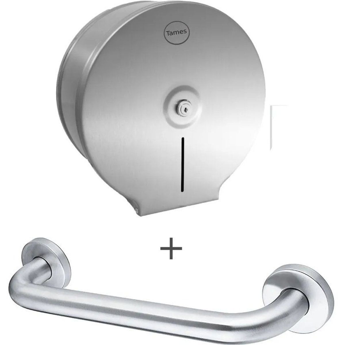 GENERICO - Kit dispensador papel higiénico acero y barra de seguridad