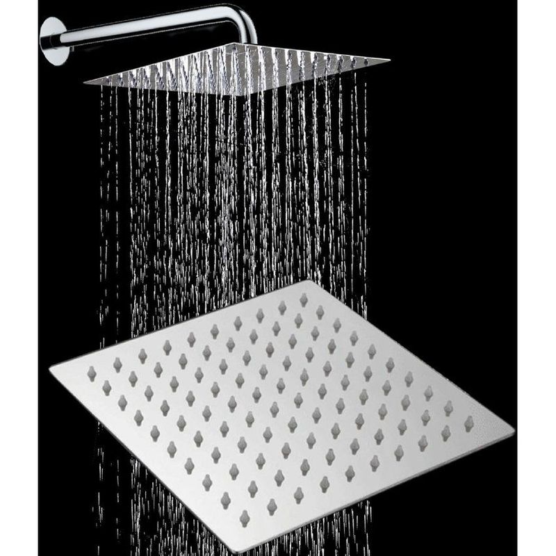 GENERICO - Regadera ducha metálica 20x20 cuadrada kit tubo ducha