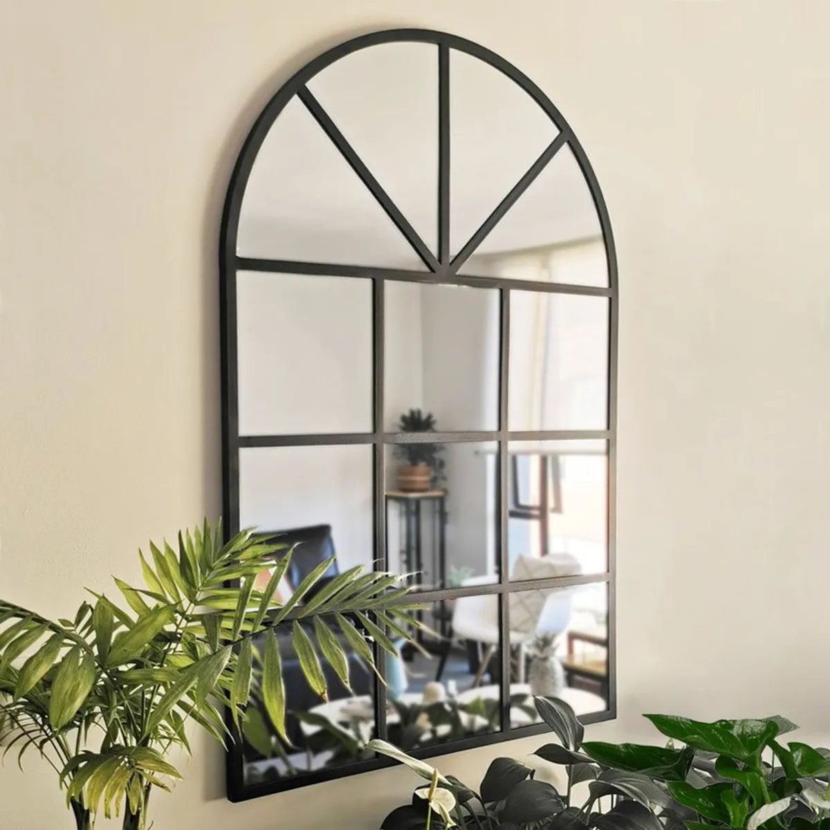 ALIK DISEÑO - Espejo Tipo Ventana Con Marco Metálico Negro 80x120cm