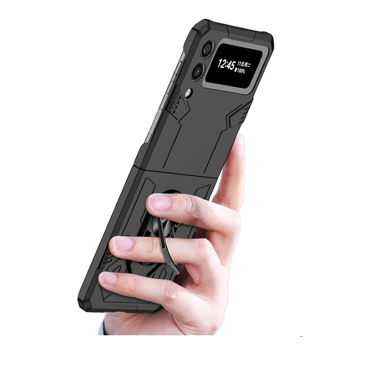 GENERICO - Funda Estuche Anti Golpes Compatible Samsung Z Flip 3 Negro Pass