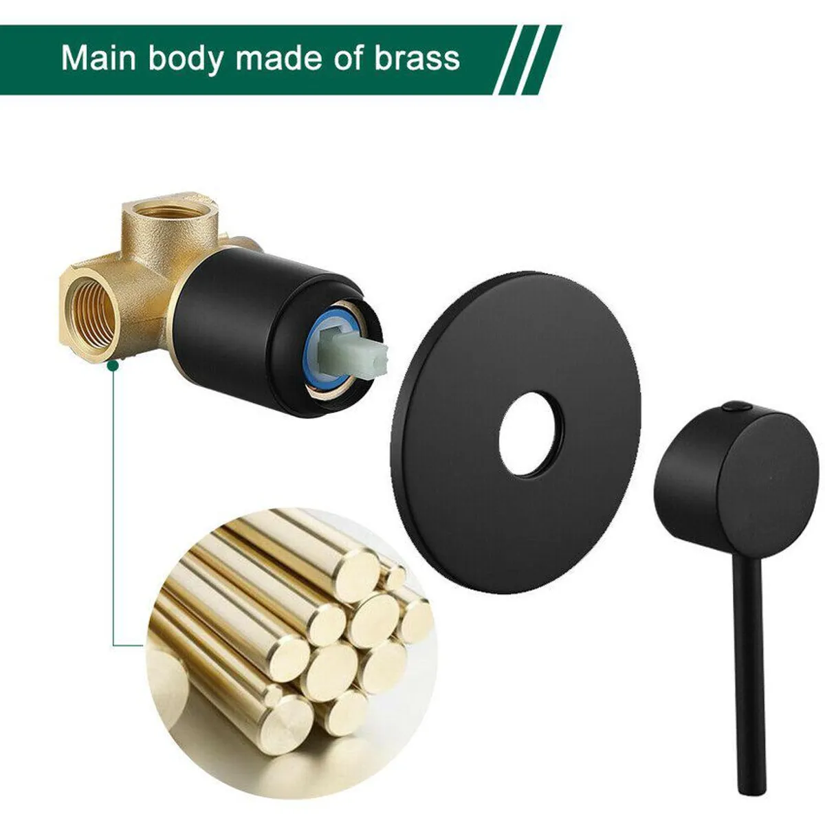 GENERICO - Mezclador de ducha negro moderno agua fria y caliente