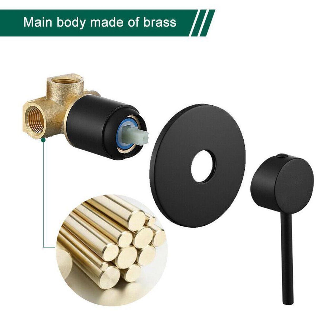 GENERICO - Mezclador de ducha negro moderno agua fria y caliente