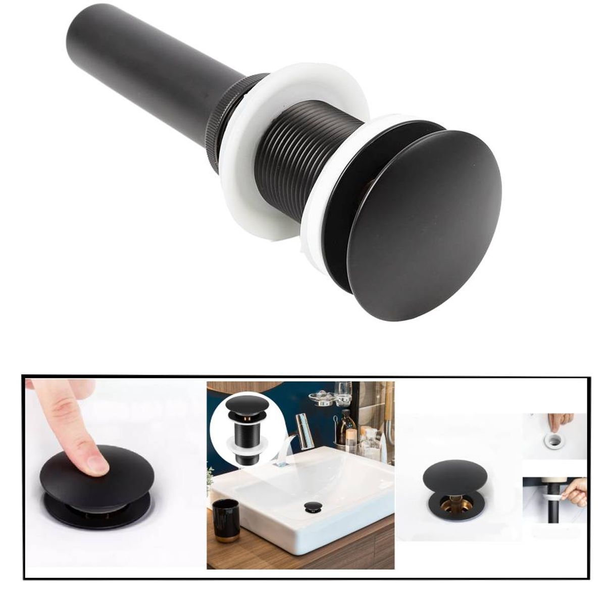 GENERICO - Desagüe push negro sistema lavamanos -standar de 1 1/4