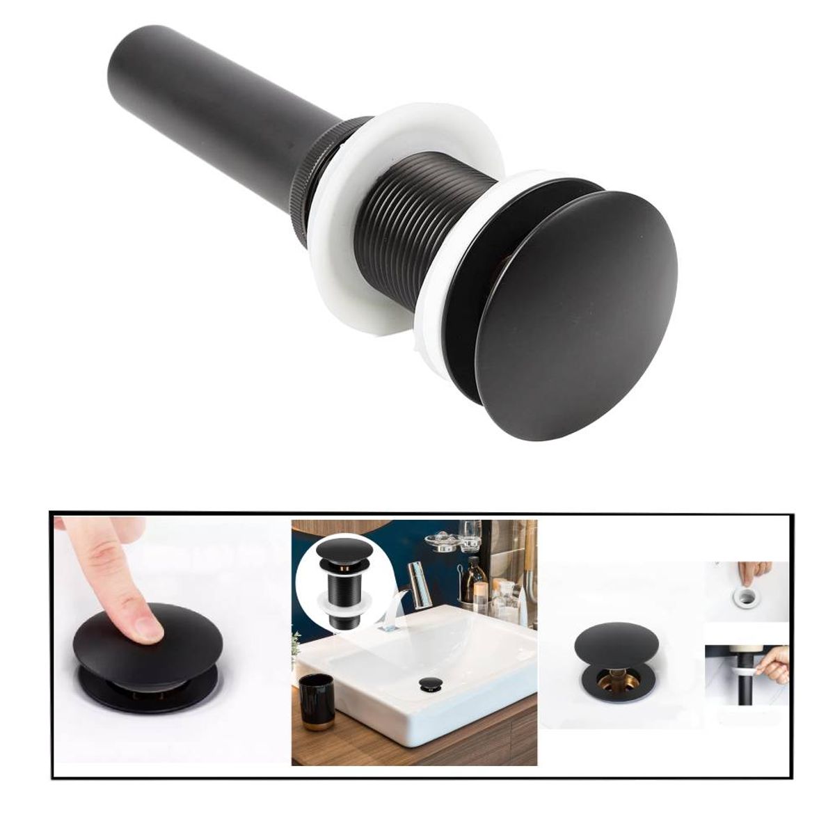 GENERICO - Desagüe push negro sistema lavamanos -standar de 1 1/4