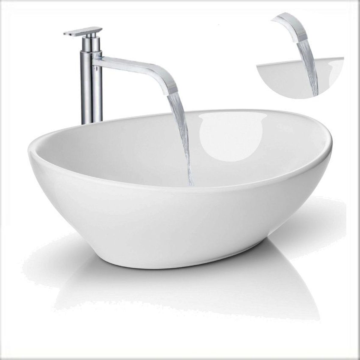 GENERICO - Kit lavamanos canoa griferia cascada fría brillante desagüe