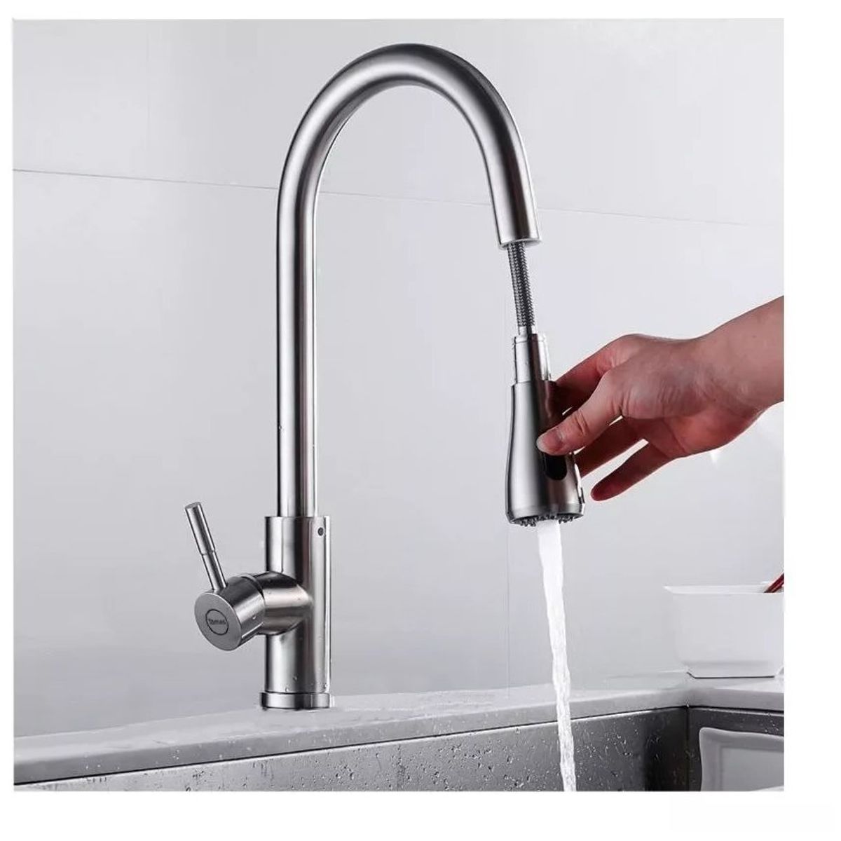 GENERICO - Griferia lavaplatos extraible color cromo con cabezal móvil