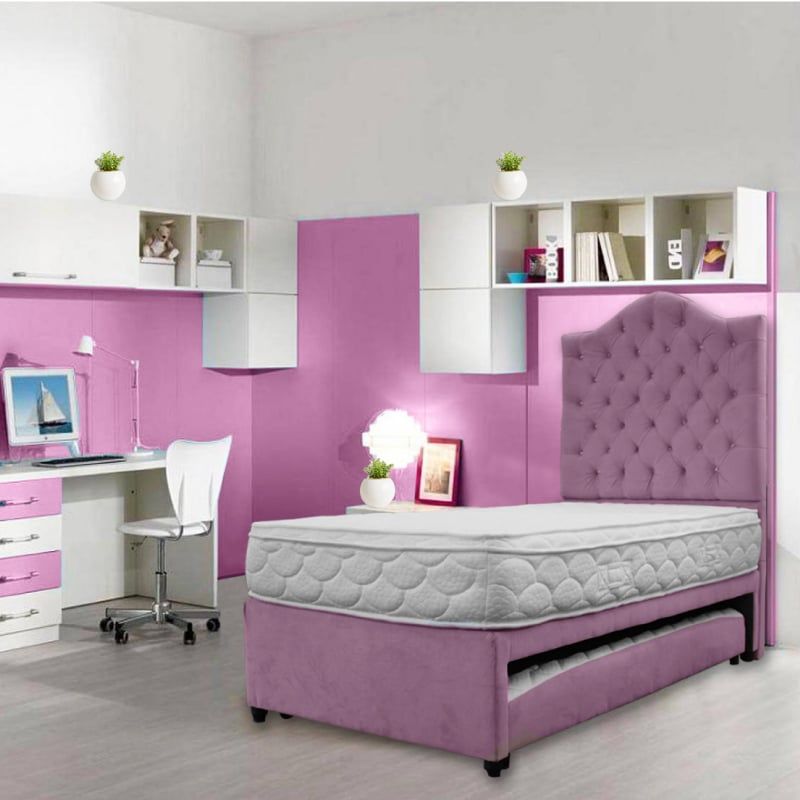 PLUMA HOME - Cama Nido PRINCESA 120x190  Colchon + Cama +  Cabecero
