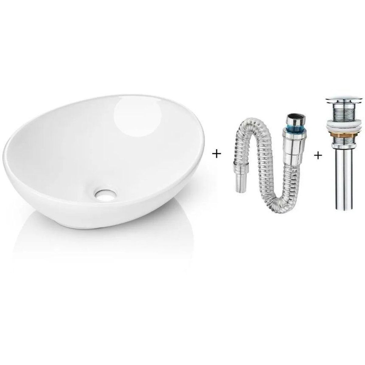 GENERICO - Kit lavamanos blanco canoa - desagüe y sifón extensible