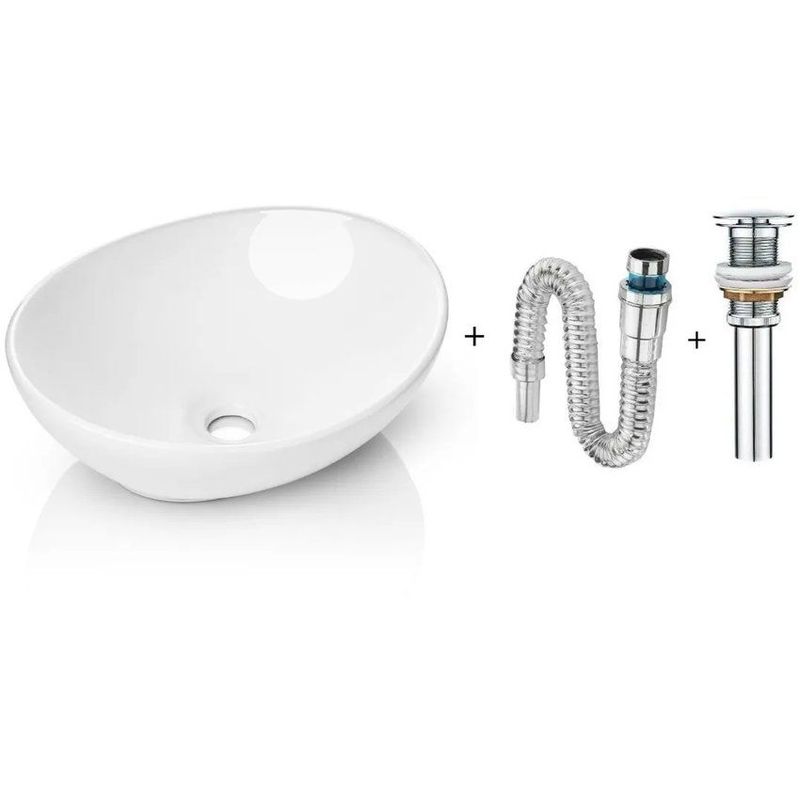 GENERICO - Kit lavamanos blanco canoa - desagüe y sifón extensible