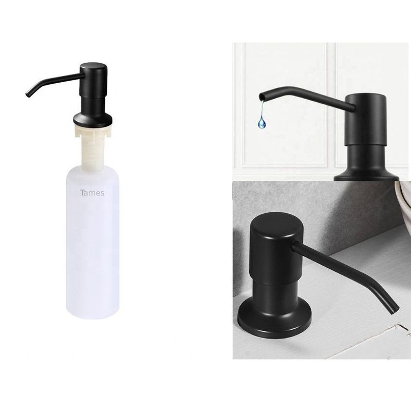 GENERICO - Dispensador jabón 300ml pico acero negro cuerpo abs cocina