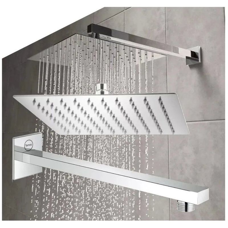 GENERICO - Regadera ducha metálica 30 x 30 cuadrada kit tubo cuadrado