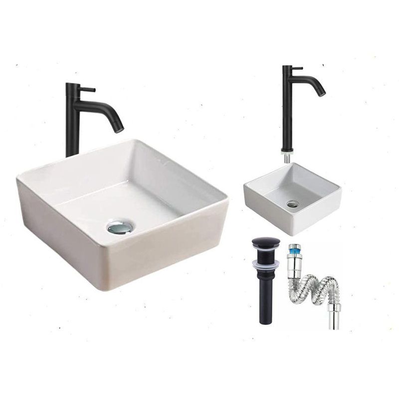 GENERICO - Kit griferia color negro agua fría -lavamanos monza- desagüe