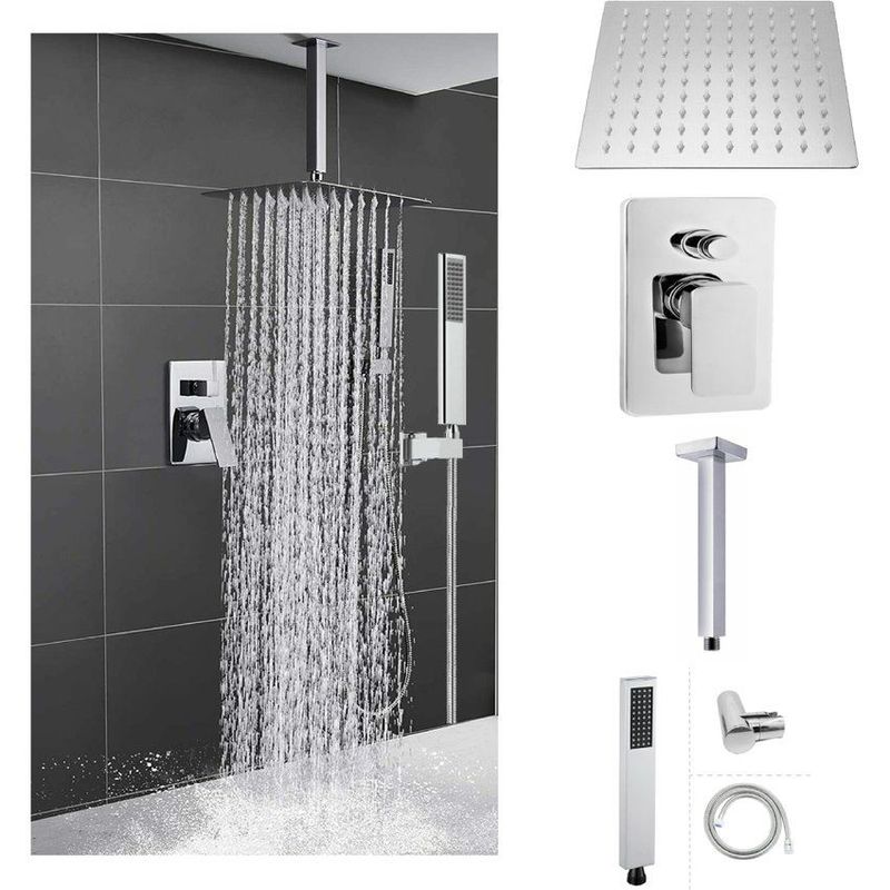 GENERICO - Kit mezclador ducha desviador teleducha-ducha 25cm tubo techo