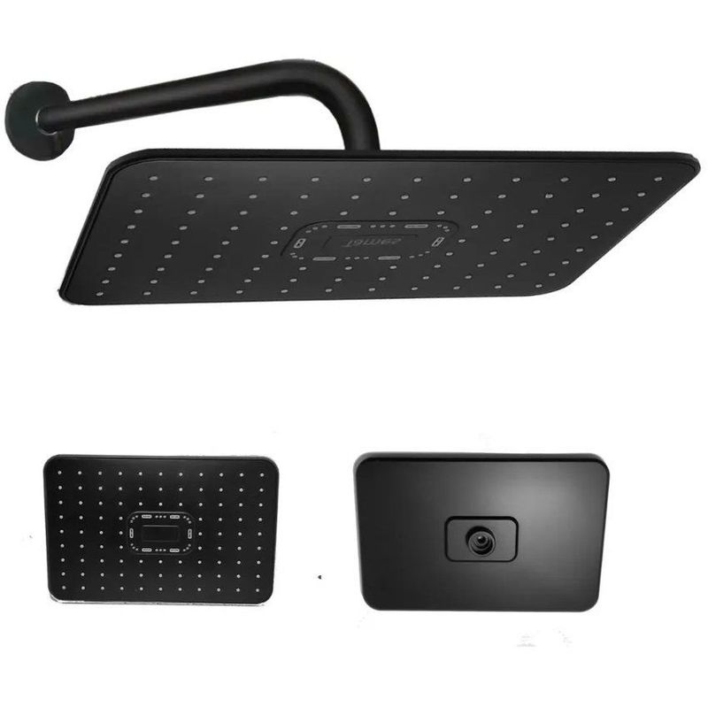GENERICO - Ducha anticalcarea abs negra rectangular kit con tubo