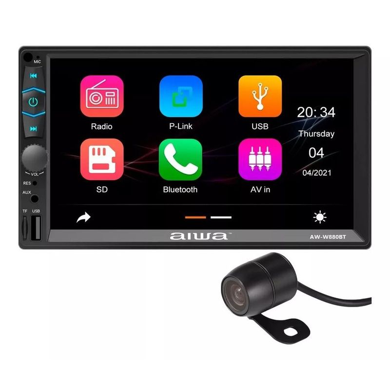 AIWA - Radio Carro Pantalla 7 Mirrorlink Android + Camara Aiwa AW-W880BT
