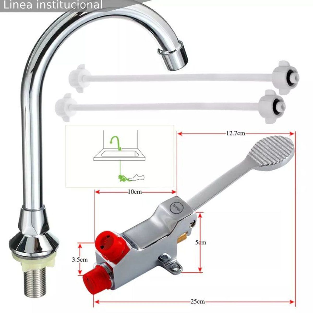GENERICO - Kit válvula o llave pedal -cuello- acoples