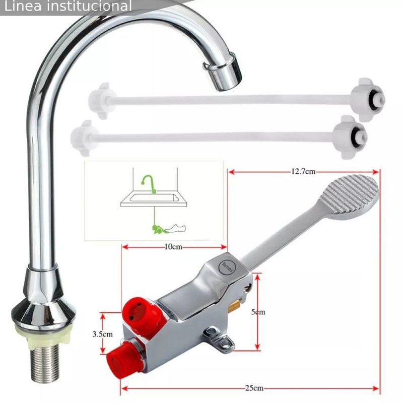 GENERICO - Kit válvula o llave pedal -cuello- acoples