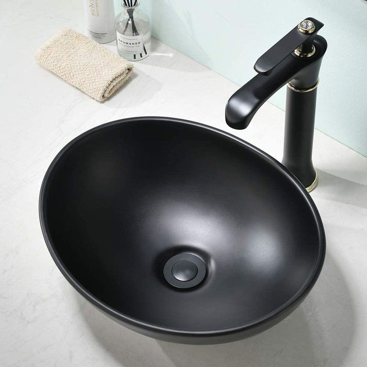 GENERICO - Lavamanos negro mate canoa vessel-no icluye griferia