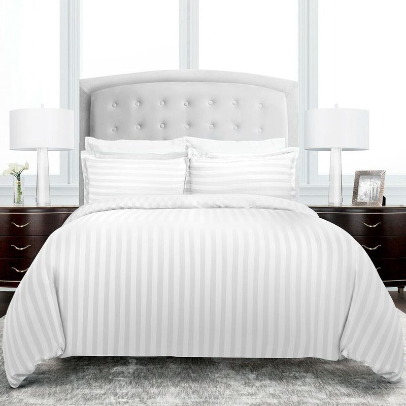 PLUMA HOME - Funda duvet algodón white tela rayas doble.