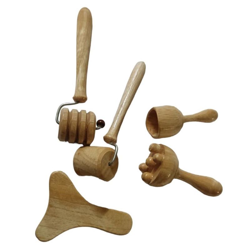 GENERICO - masajeador kit facial x 5 piezas maderoterapia masajes tonifica