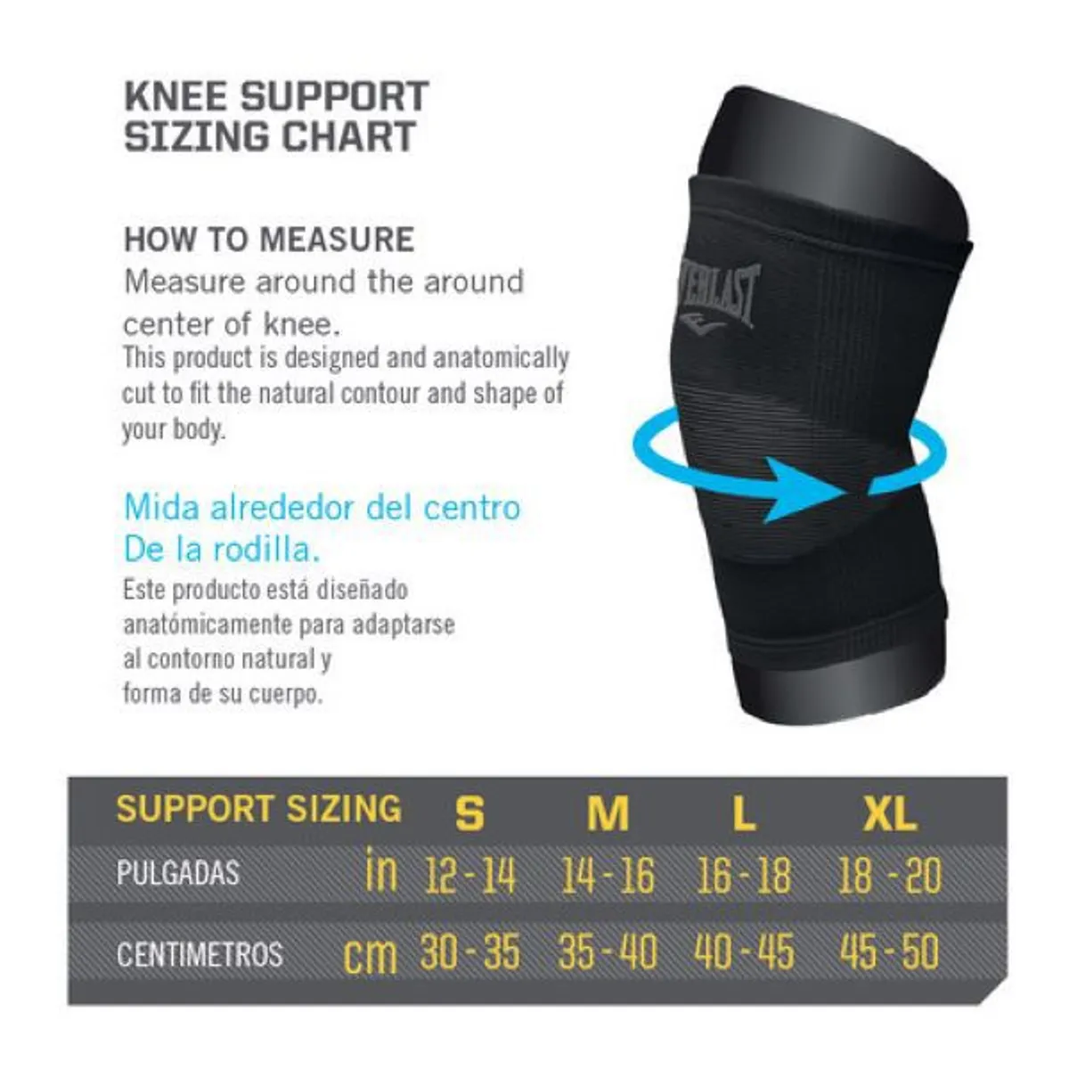 EVERLAST - Rodillera deportiva elastica S everlast negro