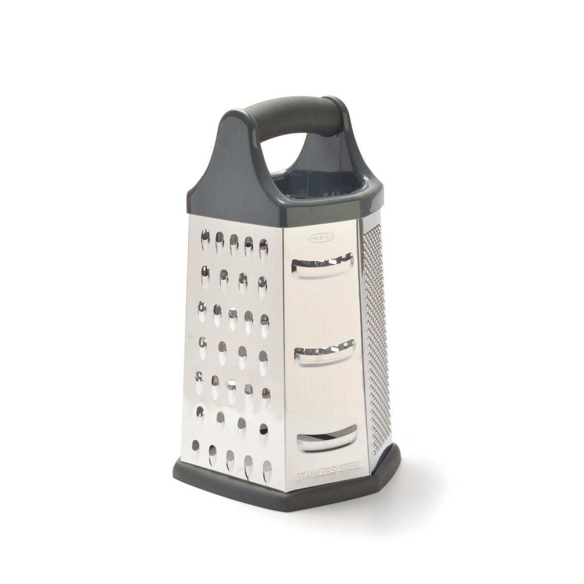 PRESS - Rallador Rallo de Cocina 6 Caras Hexagonal Acero Inox PRESS 86501 Gris