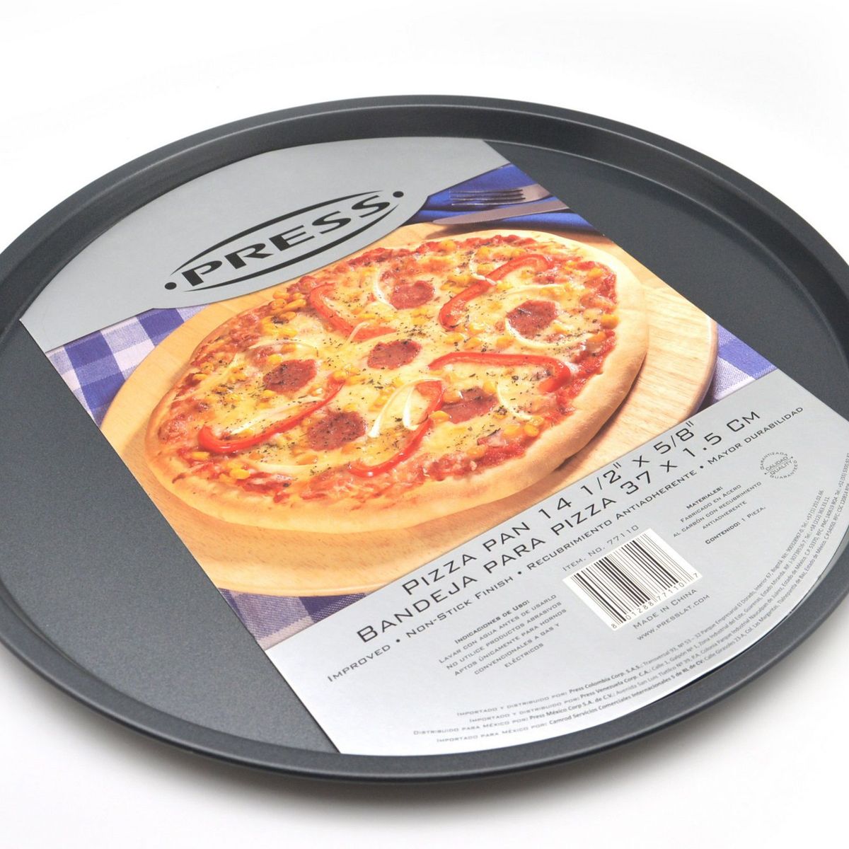 PRESS - Bandeja Redonda Molde para Pizza 37x1.5 cm PRESS 77110 - Gris