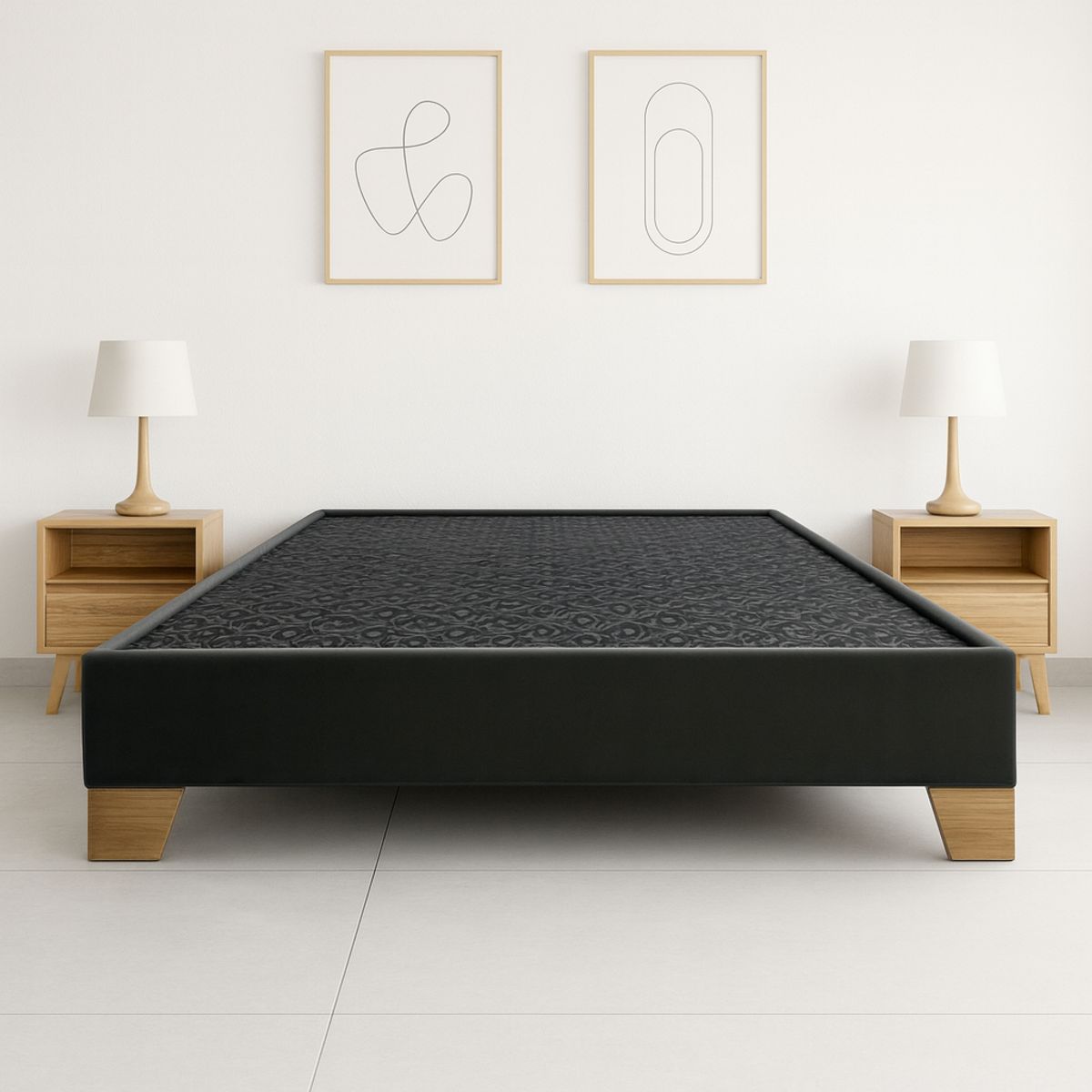 ESTILO Y CONFORT - Basecama 140x190 estilo y confort dividida  tela gris pata madera.