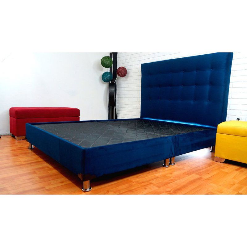ESTILO Y CONFORT - Basecama con Cajones mas cabecero 140 tela azul