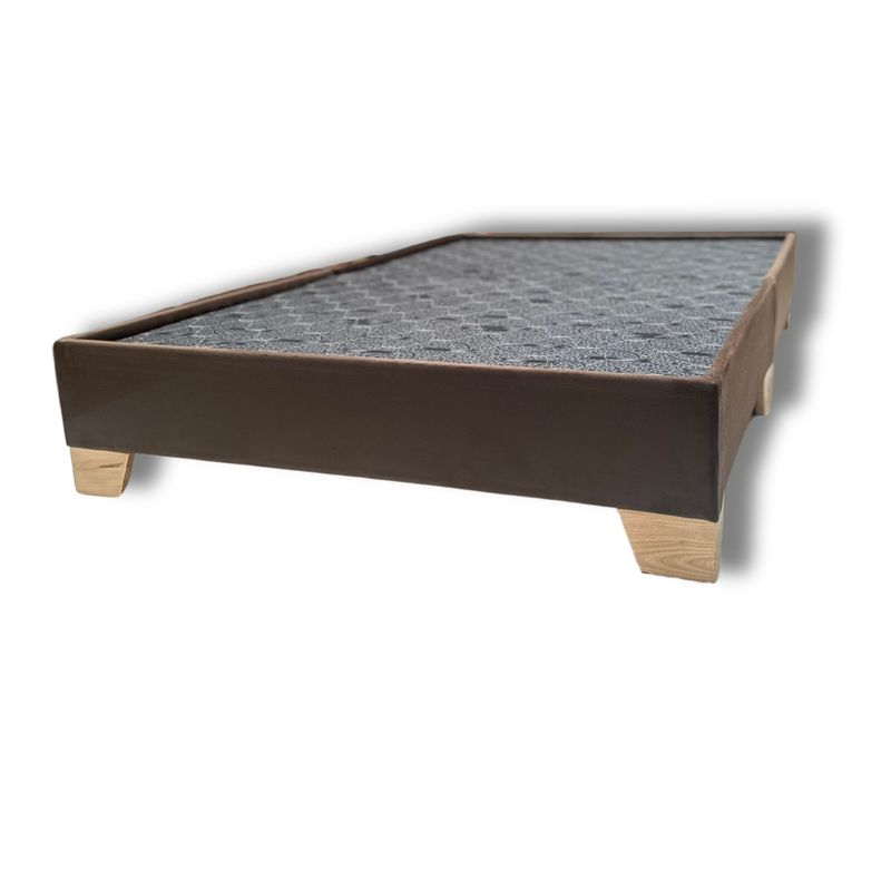 ESTILO Y CONFORT - Basecama 160x190 estilo y confort dividida  tela Café pata madera.