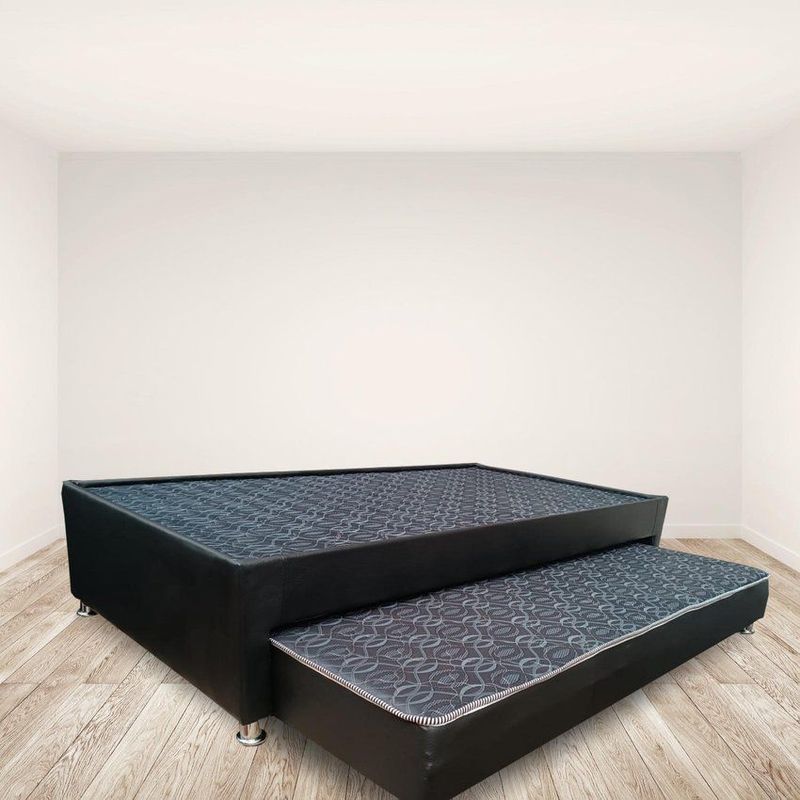 ESTILO Y CONFORT - Basecama duplex 100x190 estilo y confort  Ecocuero Negro.