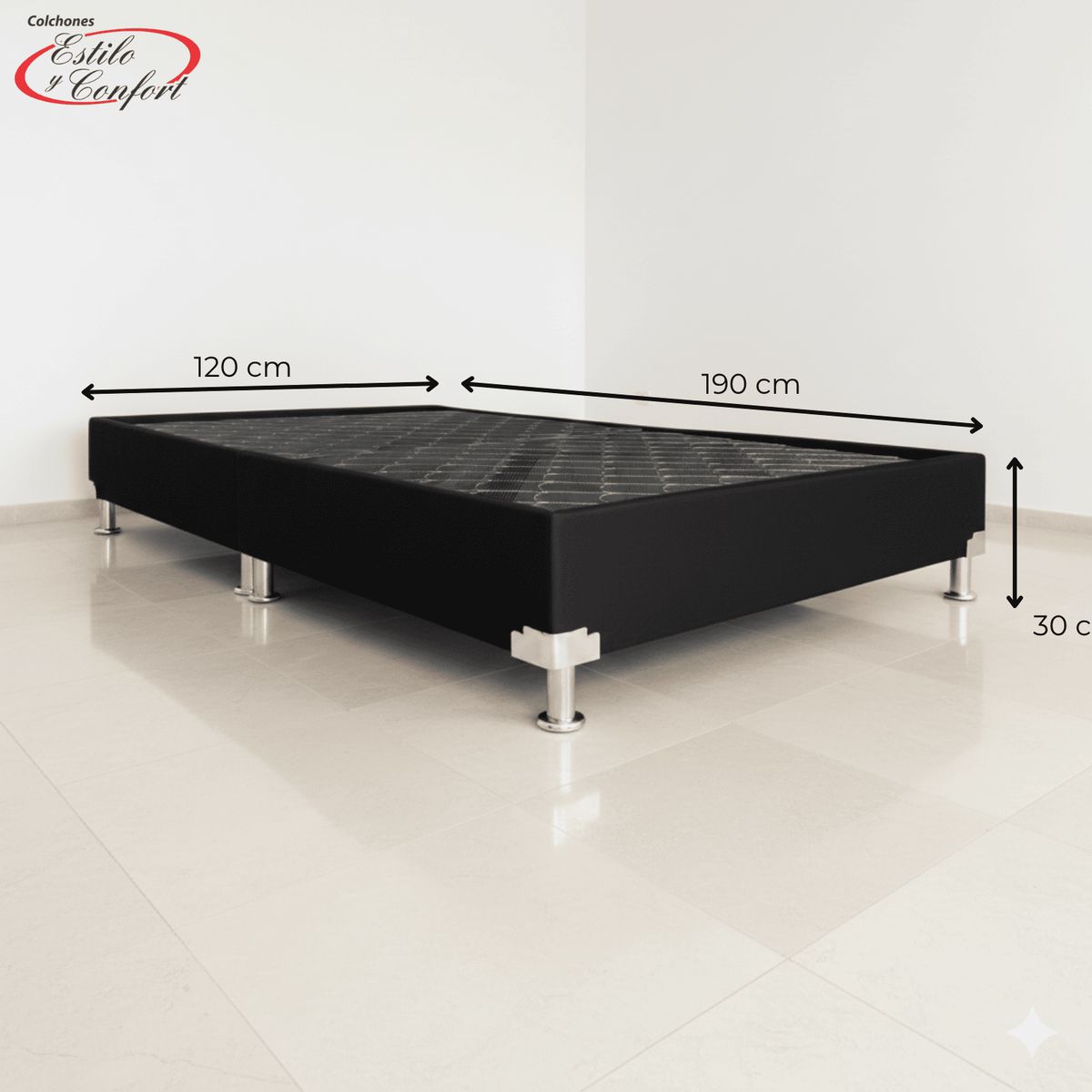 ESTILO Y CONFORT - Basecama Dividida Negra Cama Semidoble