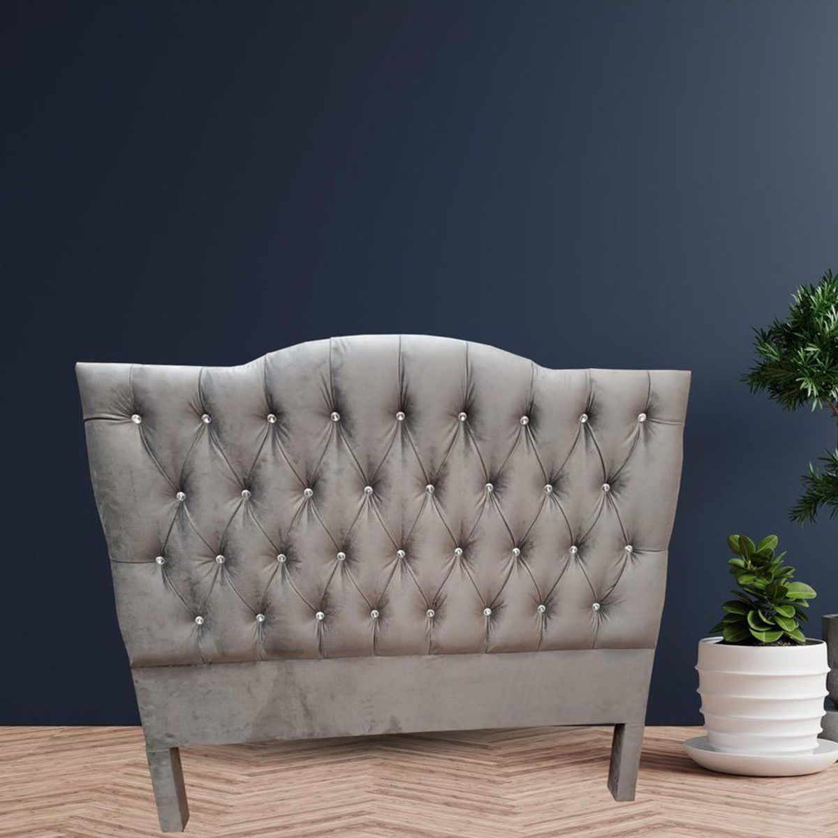 ESTILO Y CONFORT - Cabecero capitoniado gris 140x125.