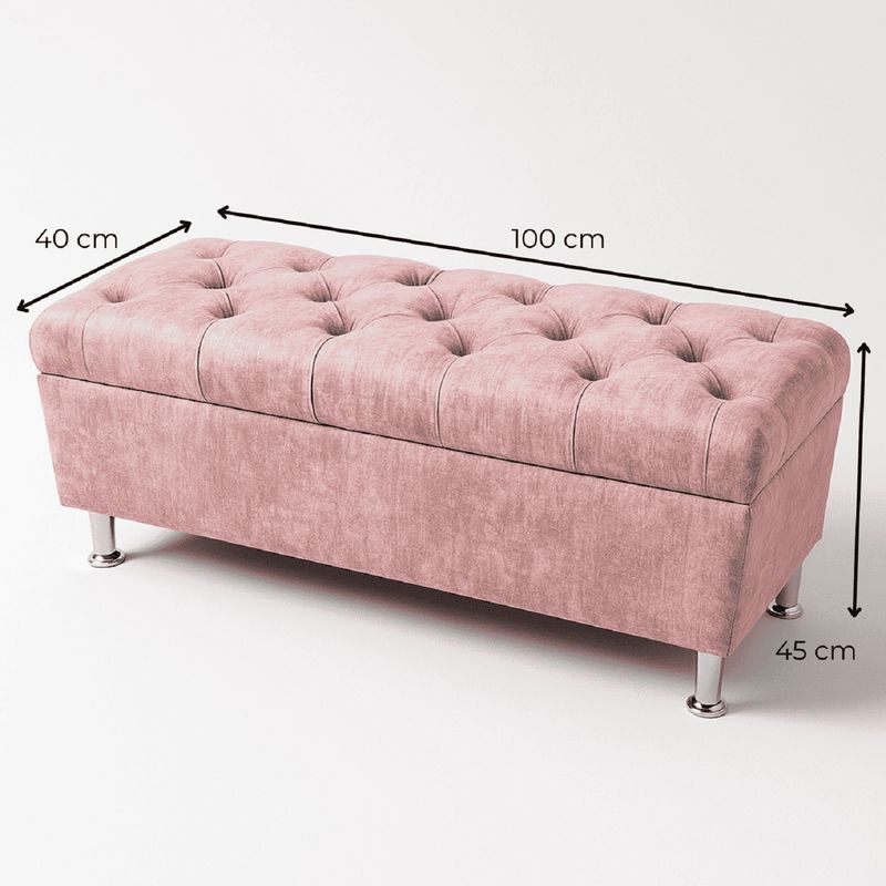 ESTILO Y CONFORT - Puff baul Sencillo capitoneado color palo de rosa
