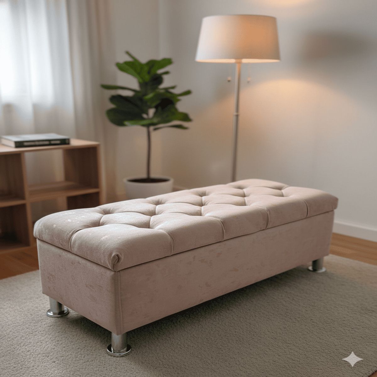 ESTILO Y CONFORT - Puff baul 120 capitoneado color palo de rosa.