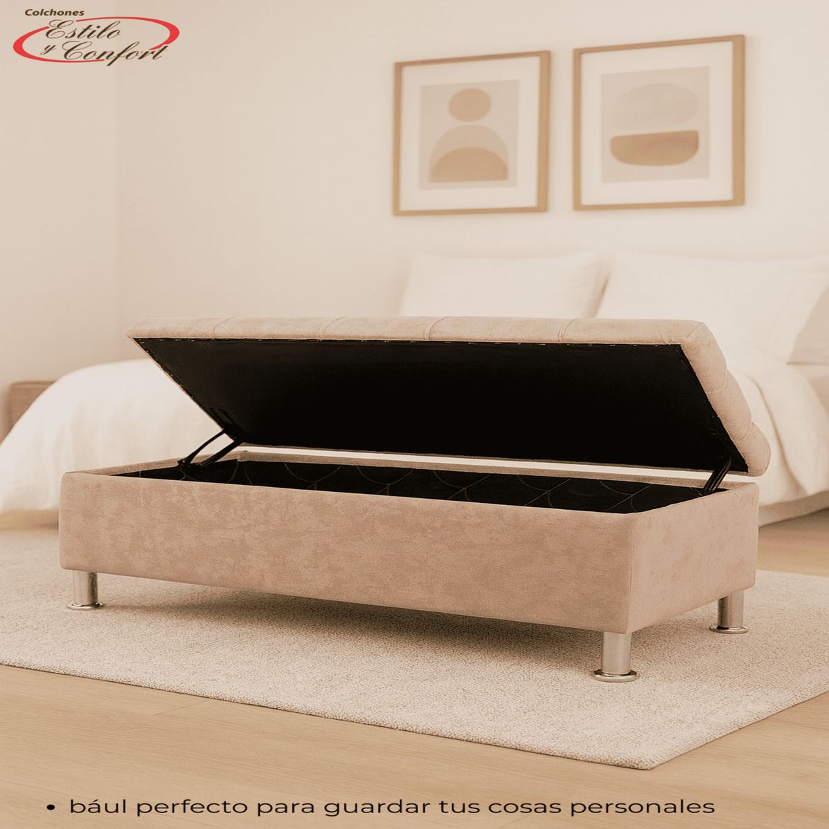 ESTILO Y CONFORT - Puff baul 120 capitoneado color palo de rosa.