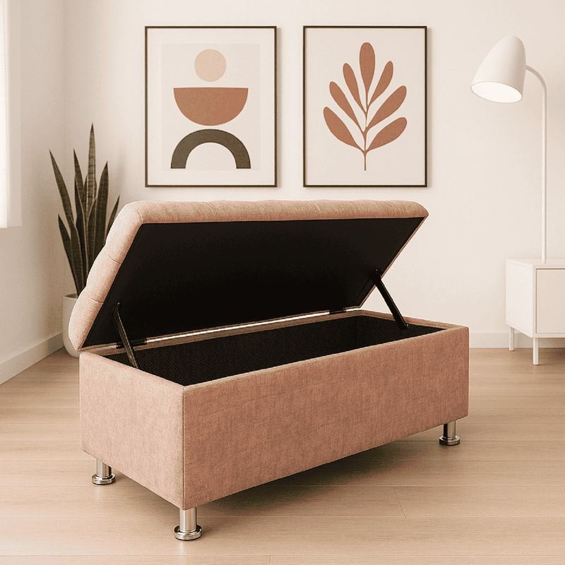 ESTILO Y CONFORT - Puff Organizador Bául 140 Capitoneado Palo de Rosa.