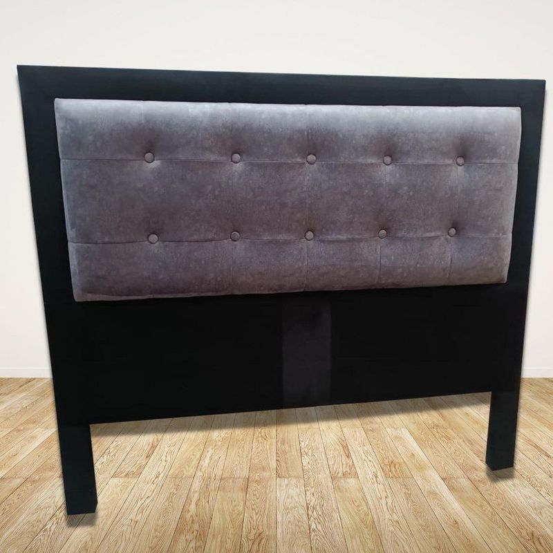 ESTILO Y CONFORT - Cabecero doble tablero negro gris 120x125