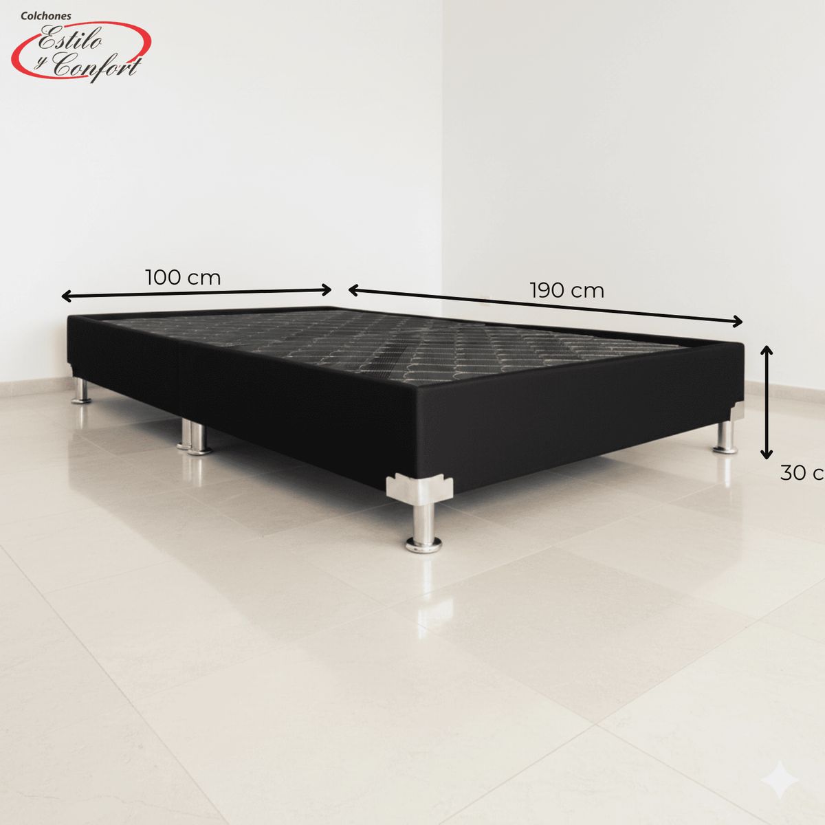 ESTILO Y CONFORT - Basecama Dividida Negra Cama sencilla