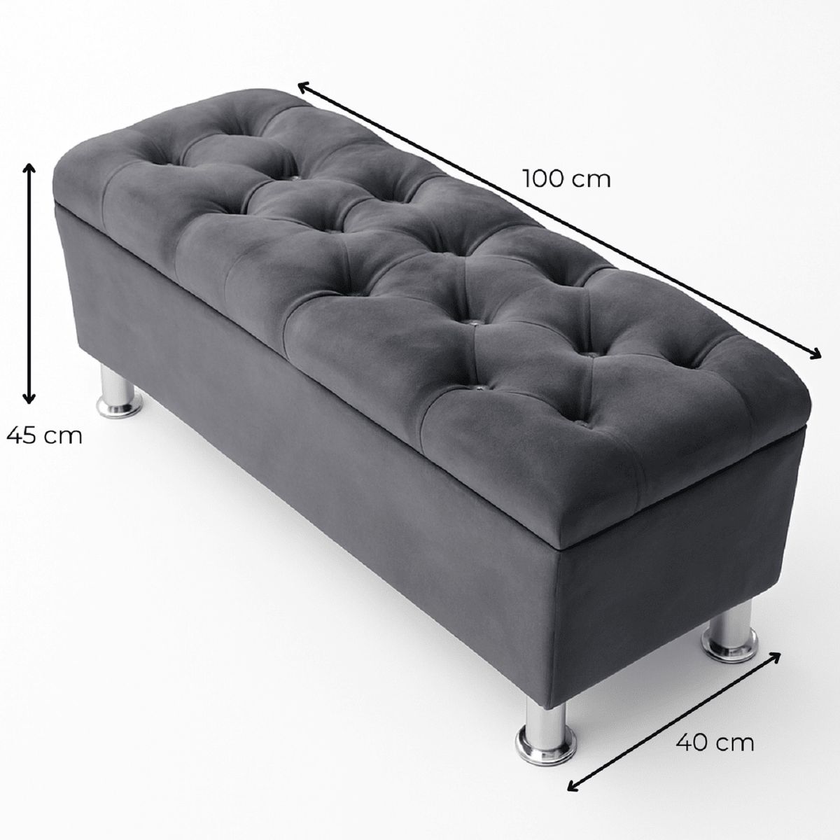 ESTILO Y CONFORT - Puff baul 100 capitoneado en tela gris