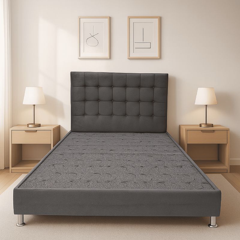 ESTILO Y CONFORT - Basecama y cabecero estilo y confort 140x190 gris