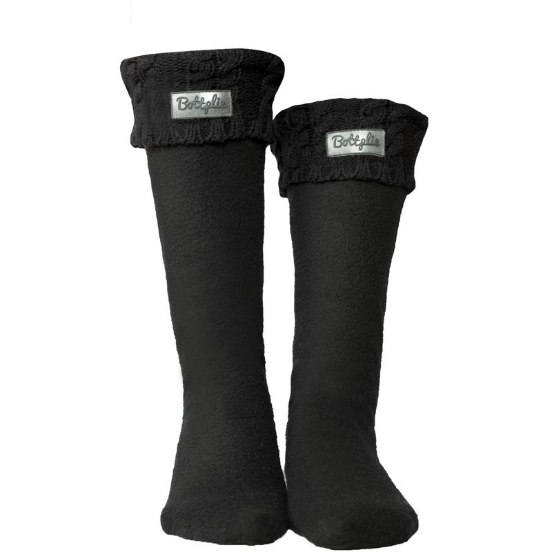 BOTTPLIE - Medias Calentadoras Altas Tejidas - Negro