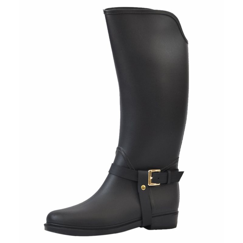 BOTTPLIE - Botas Lluvia Alta Impermeable Golden Stirrup - Negro