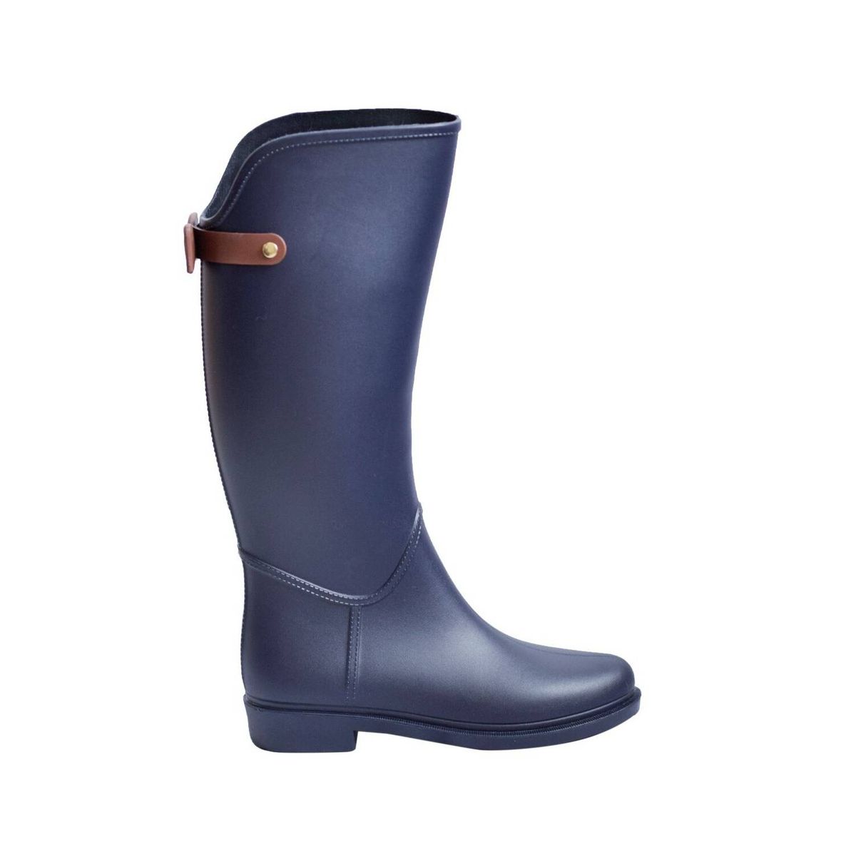BOTTPLIE - Botas Lluvia Impermeable Mujer Golden Bowtie -  Azul Cafe