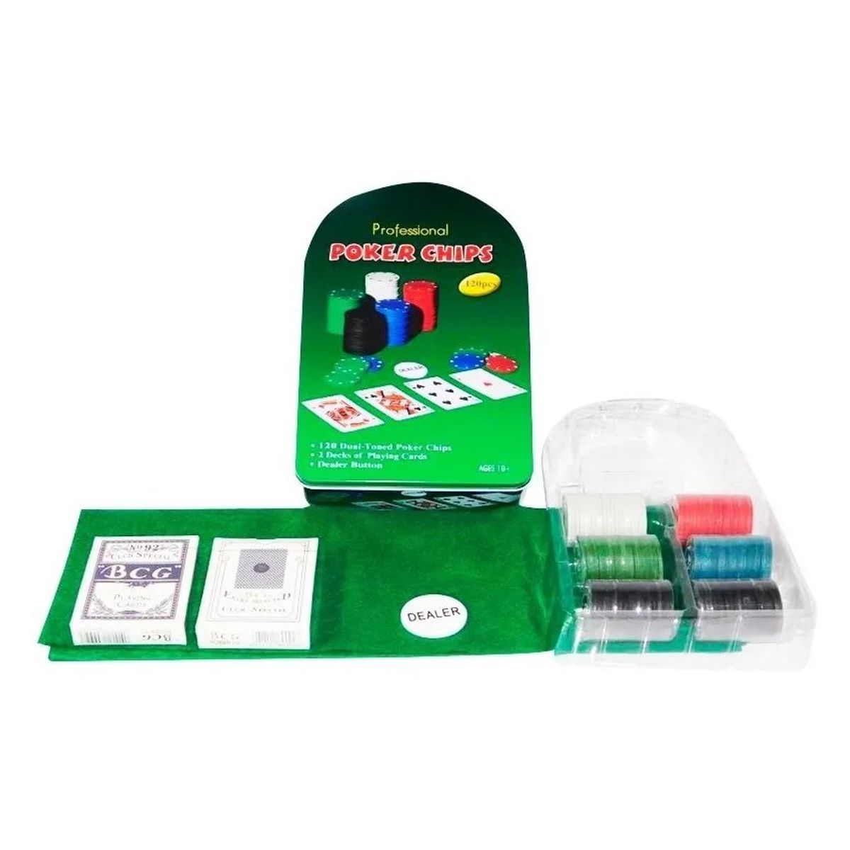GENERICO - Poker 120 pcs juego de mesa  incluye cartas fichas adultos