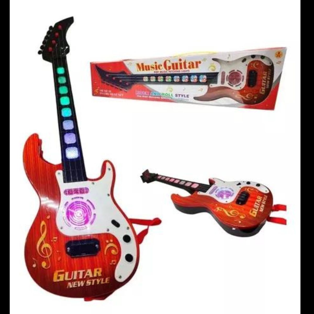 MAZUGI - Guitarra juguete luces sonido niños instrumento percusión