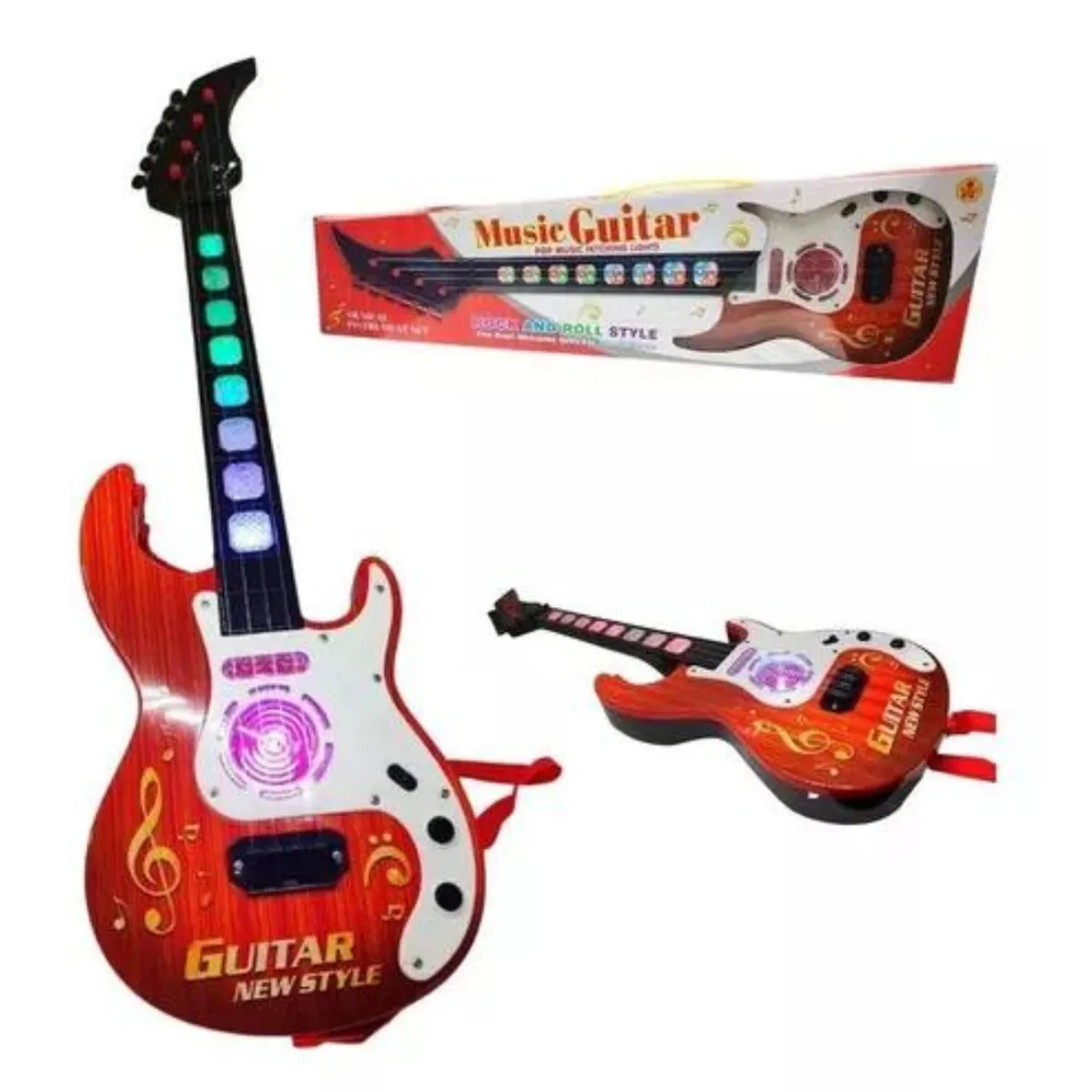 MAZUGI - Guitarra juguete luces sonido niños instrumento percusión