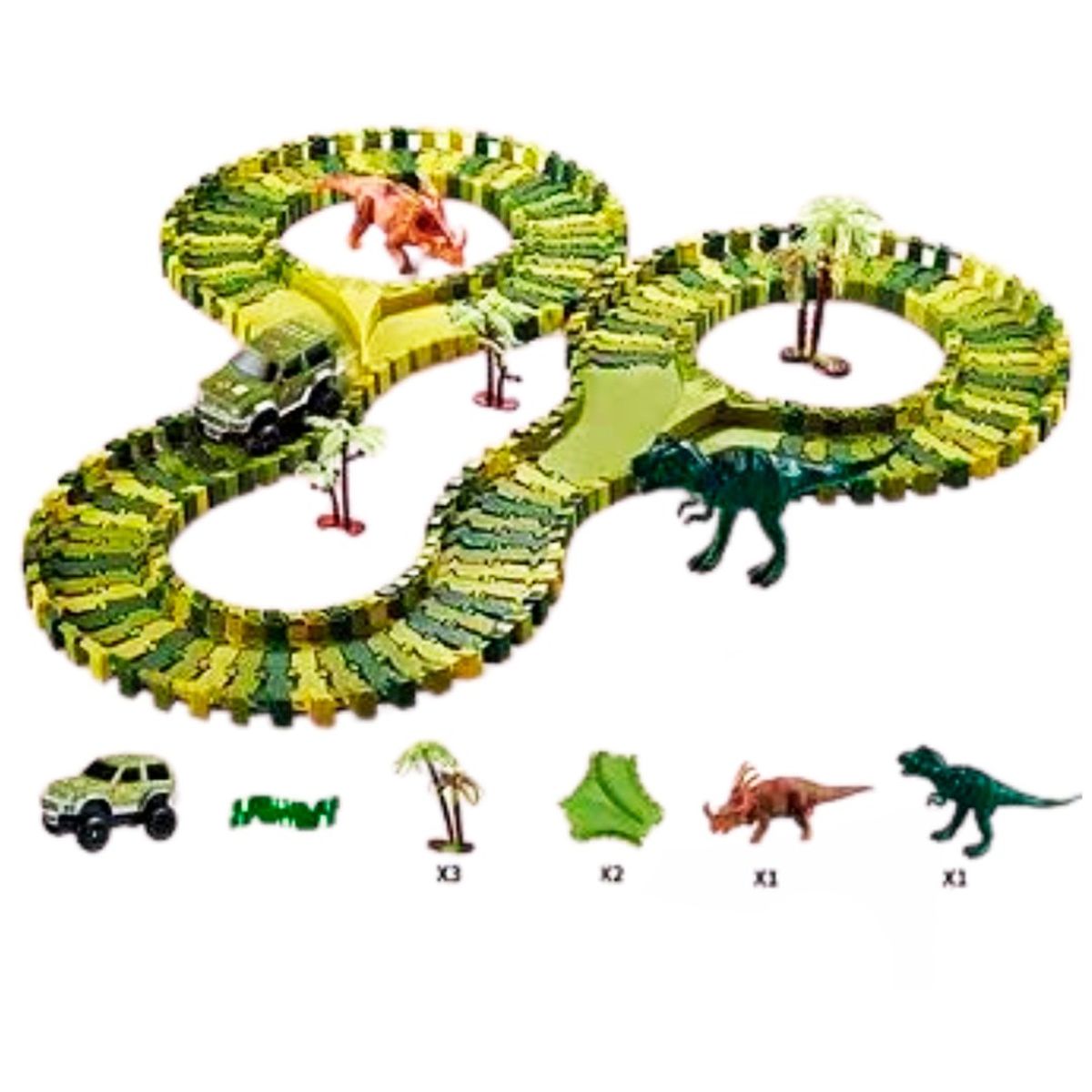 MAZUGI - Pista dinosaurio juguete carro con luces track regalo niño