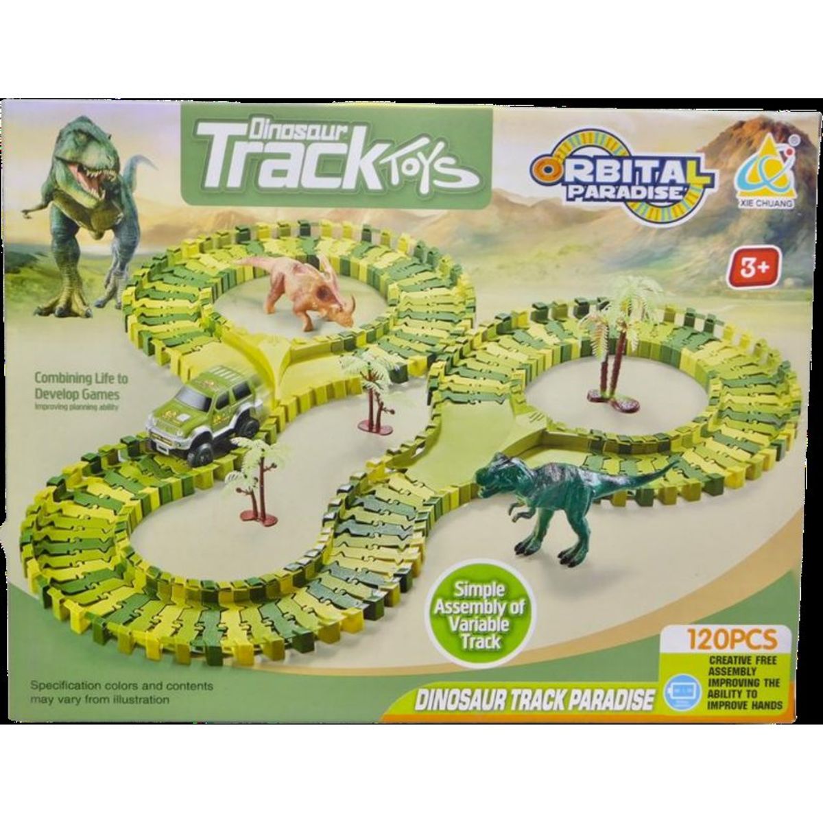 MAZUGI - Pista dinosaurio juguete carro con luces track regalo niño